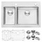 Ruvati 33"x22" Drop-in Topmount Kitchen Sink 16 Gauge SS 30/70 Double Bowl RVM5176 - alternate 1